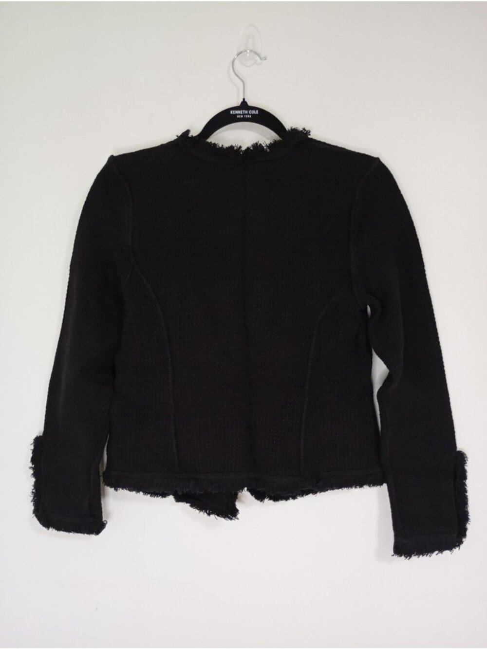 Nic+Zoe Black Fringed Open Front Jacket XS Womens Casual Textured Blazer - Picture 9 of 12